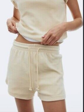 H&m Velour Shorts Light Beige
